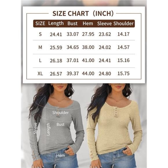 Women's Long Sleeve Casual Fall Top - Button Down Blouse - Picture 8 of 8